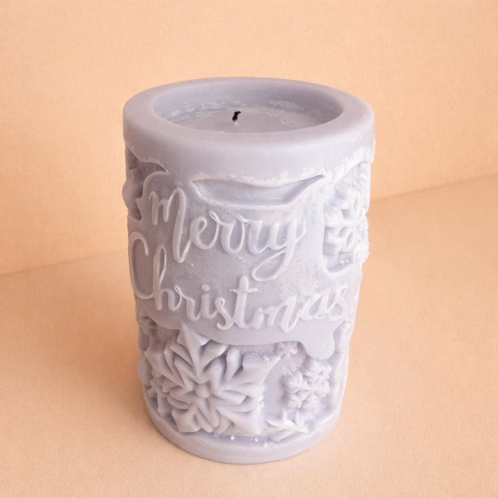Merry Christmas Pillar Candle