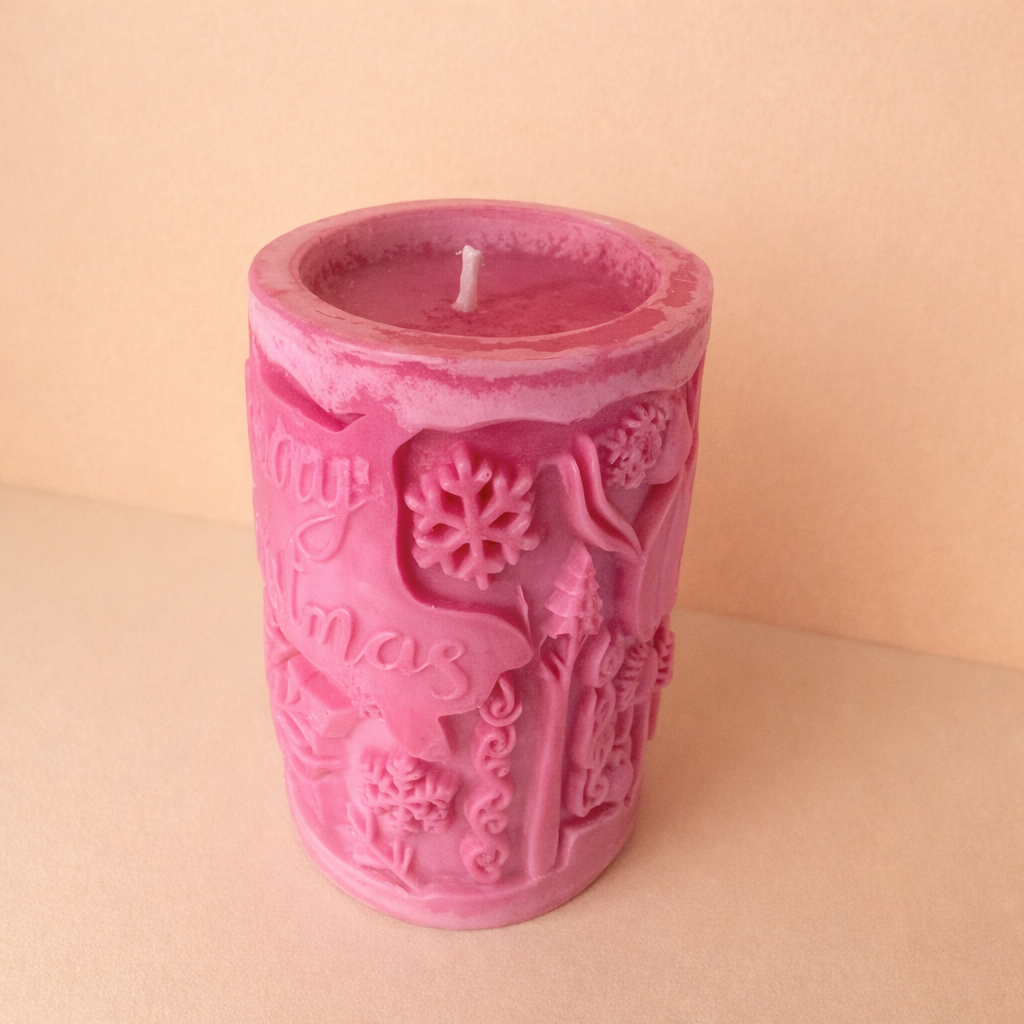 Merry Christmas Pillar Candle