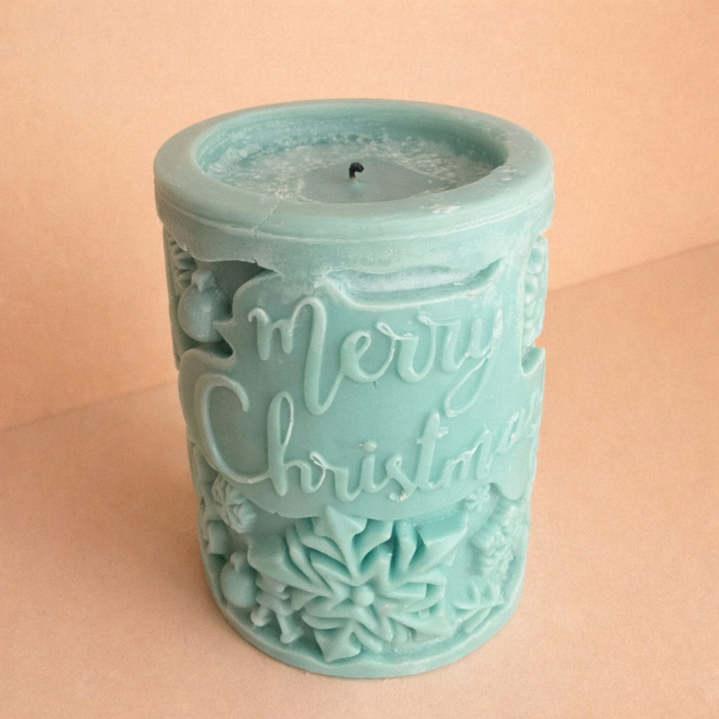Merry Christmas Pillar Candle
