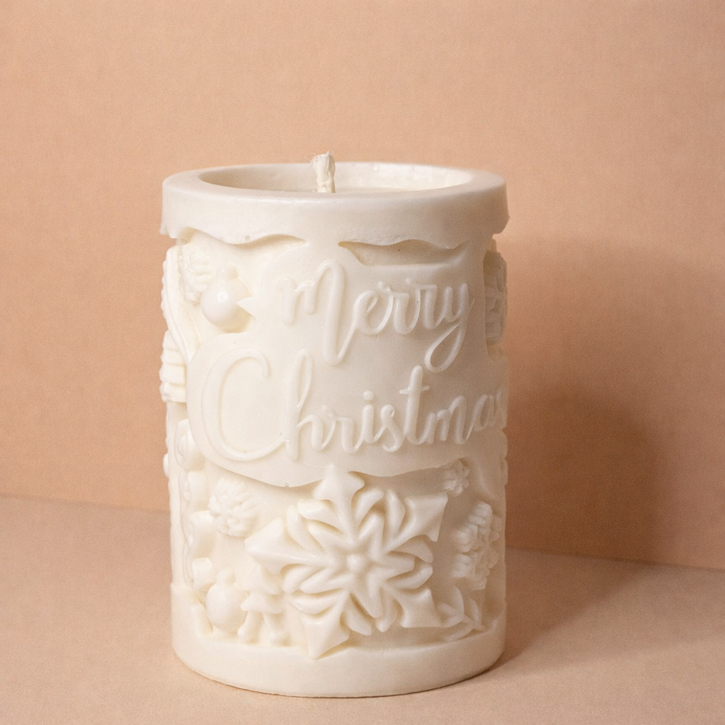 Merry Christmas Pillar Candle